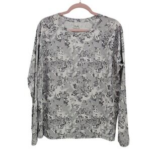 Huk Fishing Shirt XL Gray‎ White Camo Long Sleeve Performance Polyester Mens Top